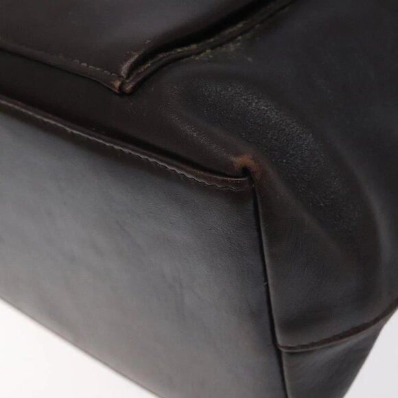 GUCCI Bamboo Hand Bag Leather 2way Dark Brown Gold - Picture 6 of 14